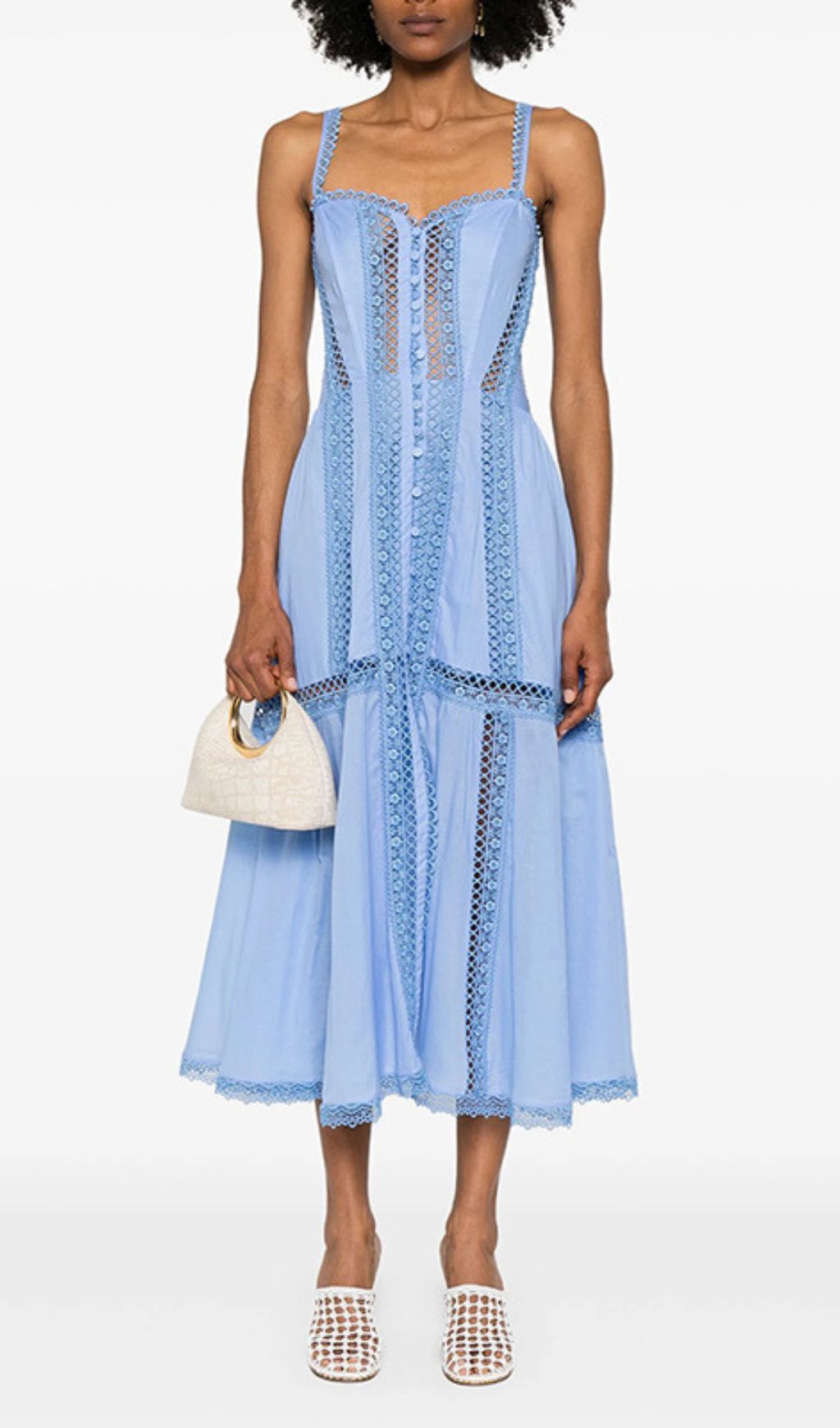 Emmly Strappy Embroidery Midi Dress