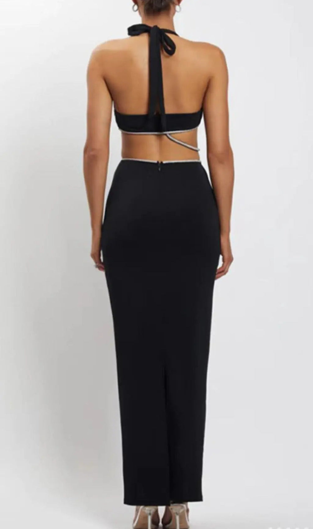 Halter Rhinestone Midi Bandage Dress