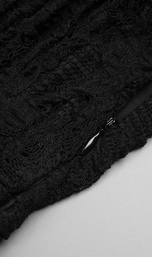 Jemma Black Sheer Lace Maxi Dress | Deep V-Neck Long Sleeve Evening Gown