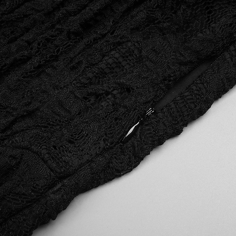 Jemma Black Sheer Lace Maxi Dress | Deep V-Neck Long Sleeve Evening Gown