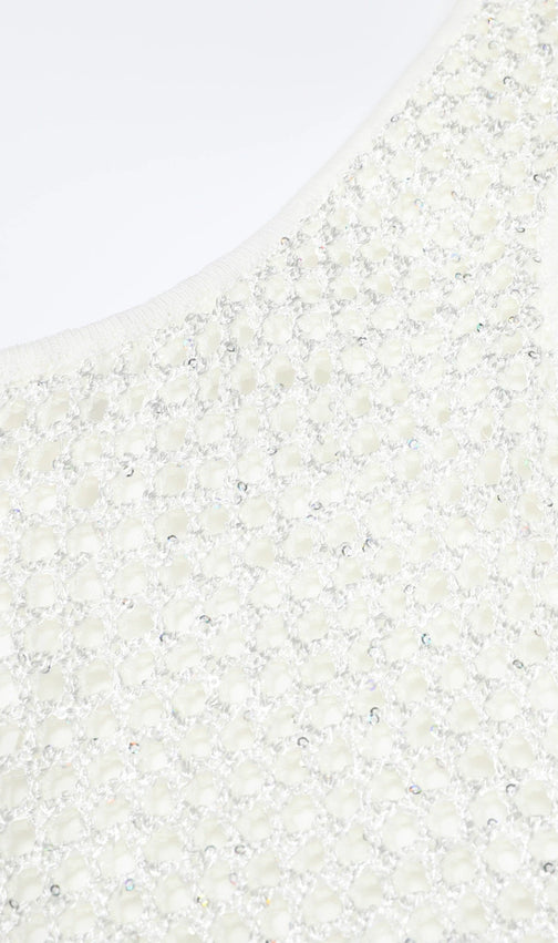 Kimbra White Sleeveless Sequin Knit Midi Dress