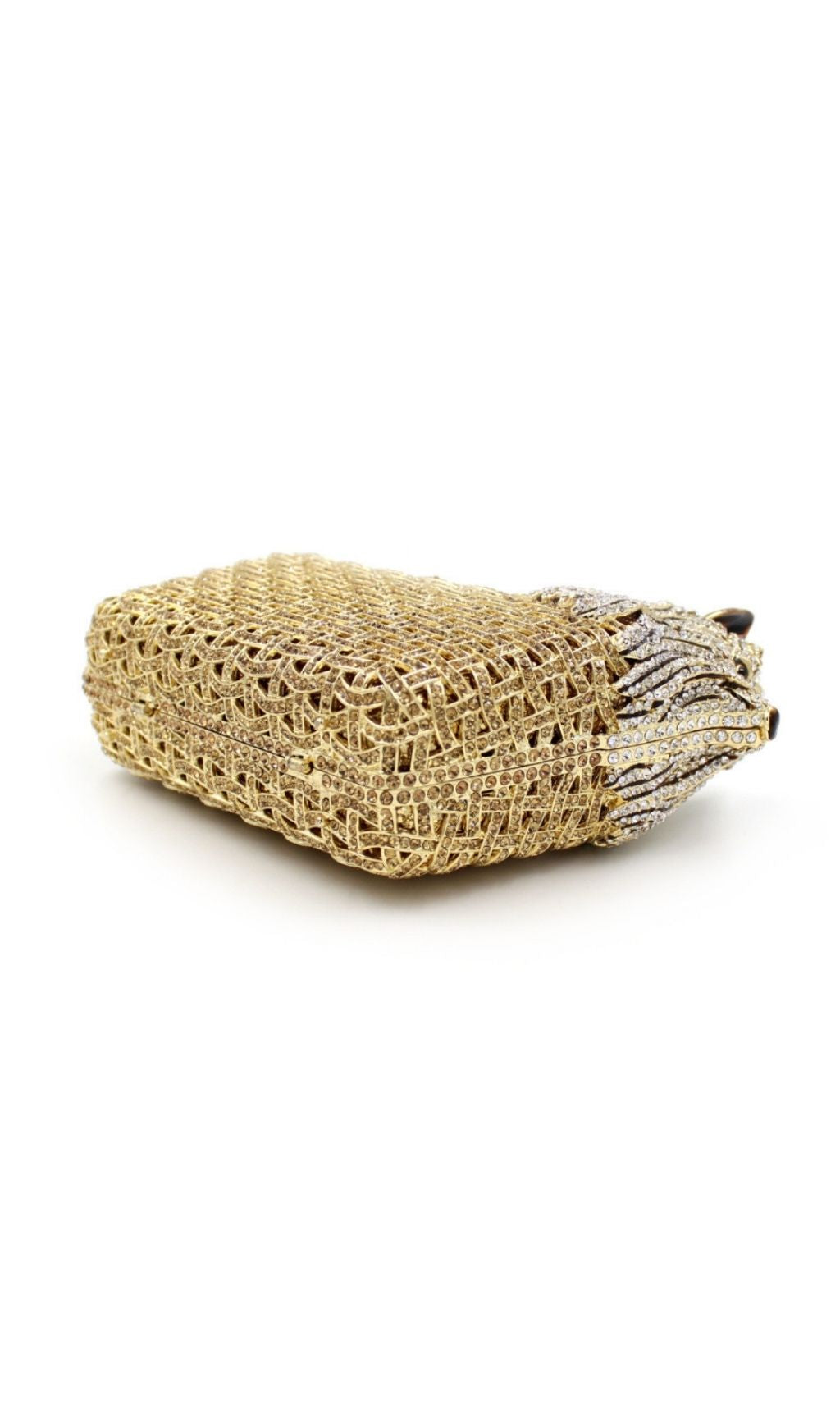 Khamani Gold Diamante Dog Clutch Bag - Luxury Crystal Pet Purse