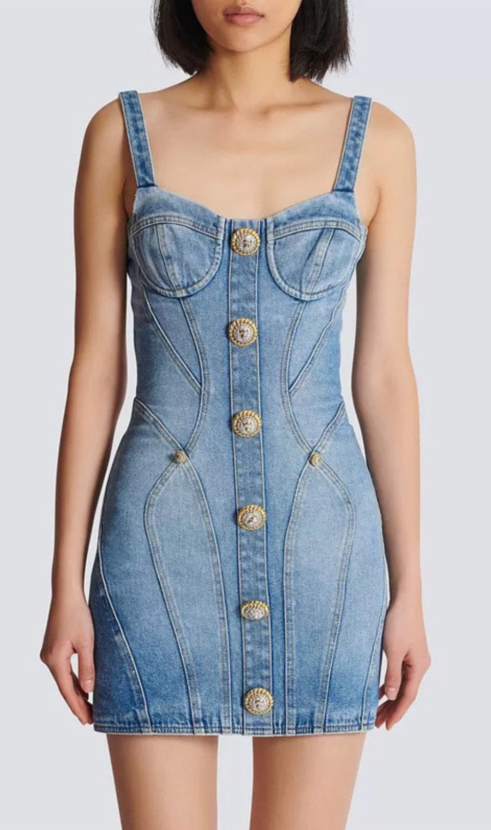Denali Blue Buttons Denim Mini Dress