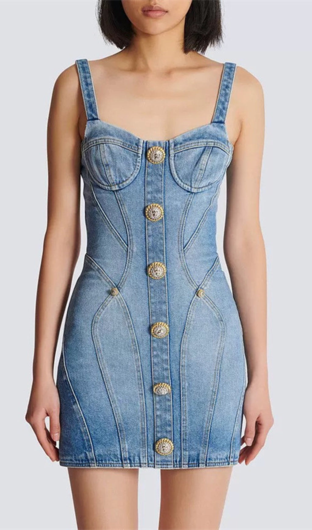 Denali Blue Buttons Denim Mini Dress