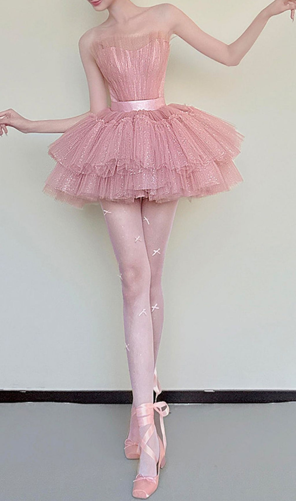 Kármen Pink Sparkle Mesh Mini Dress - Glamorous Tiered Party Dress