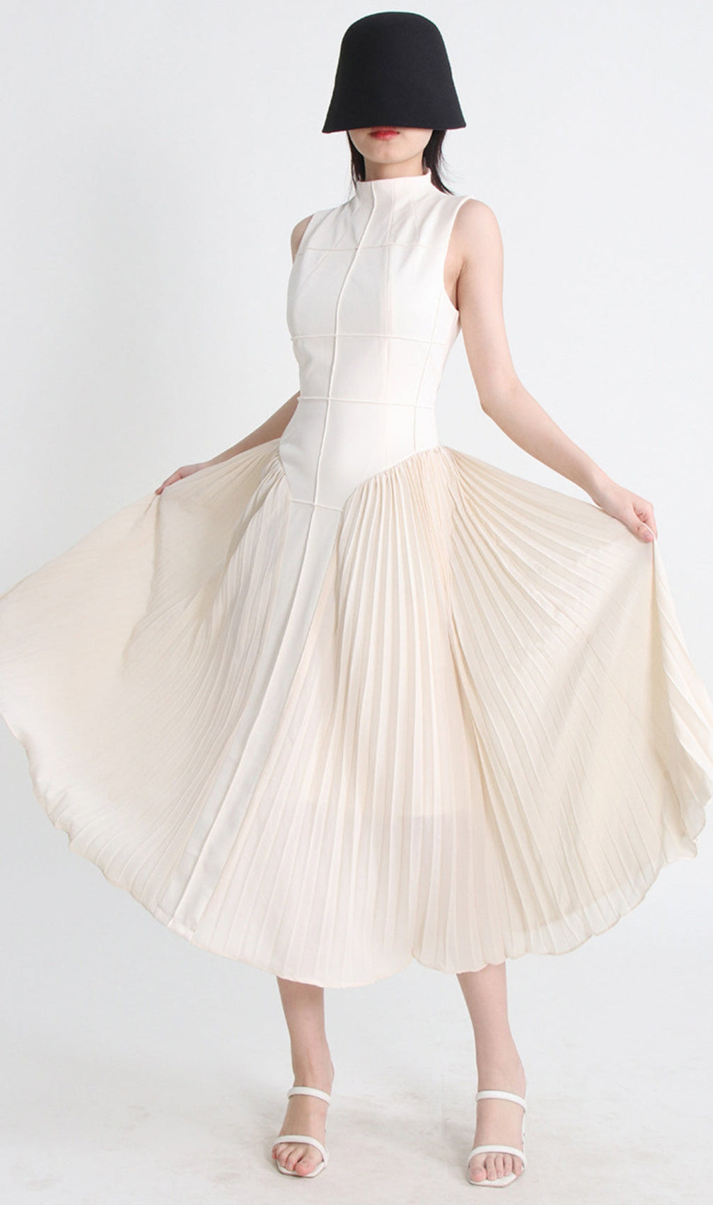 Aulelei Sleeveless Pleated Midi Dress