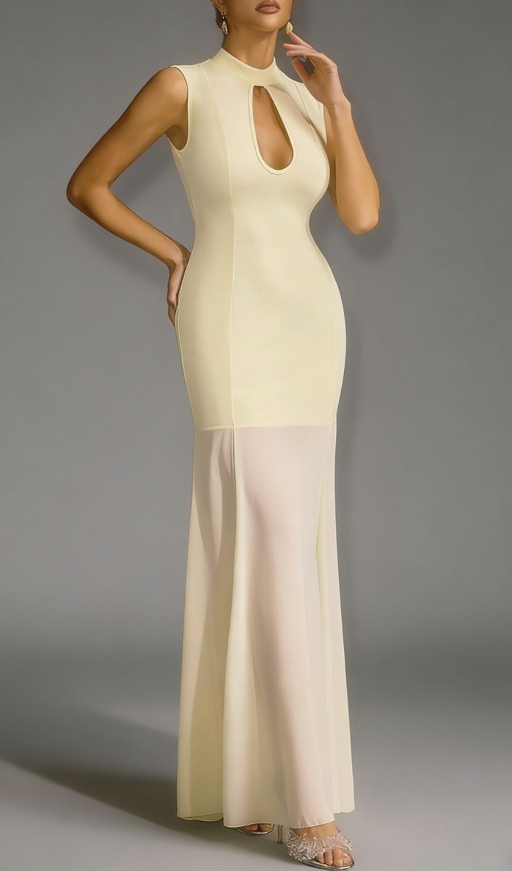 Aninda Chic Sleeveless Keyhole Maxi Dress - Elegant Cutout Gown