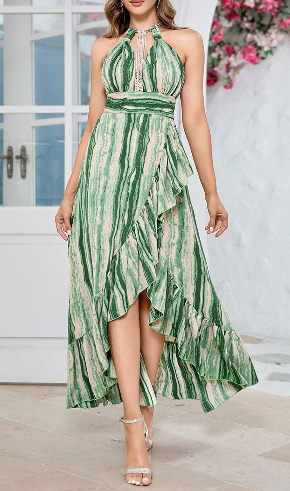 Estacia Green Printed Maxi Dress
