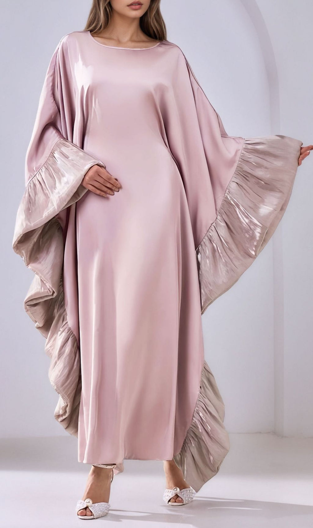 Kirklynn Pink Batwing Sleeve Maxi Dress
