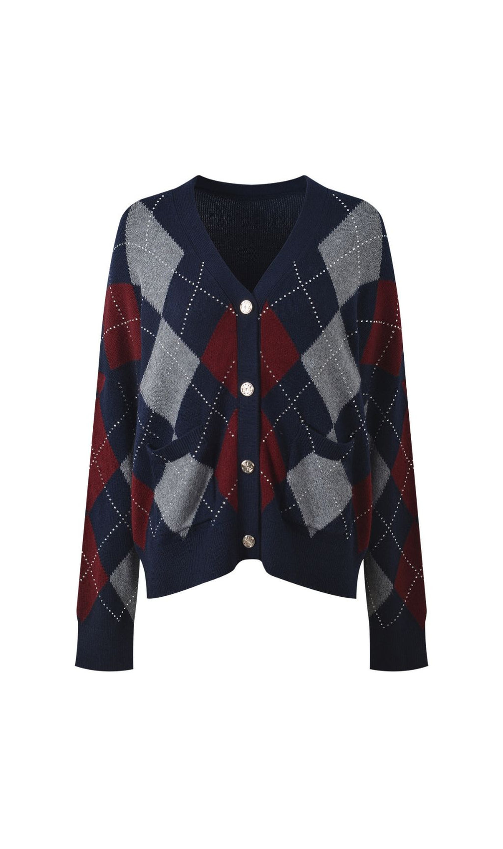 Howell Chic Argyle Cardigan for Women - Timeless Knit with Modern Flair