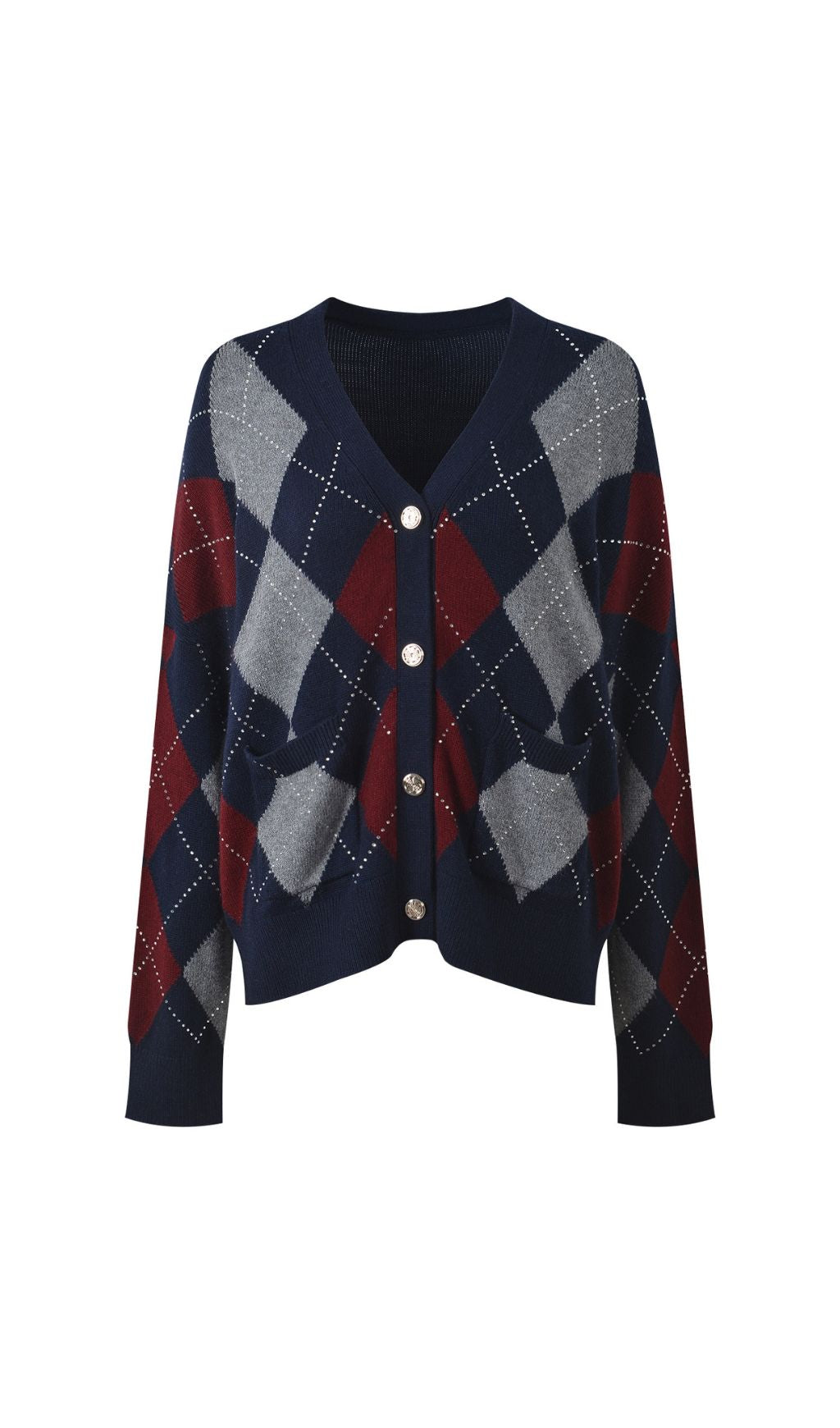 Howell Chic Argyle Cardigan for Women - Timeless Knit with Modern Flair
