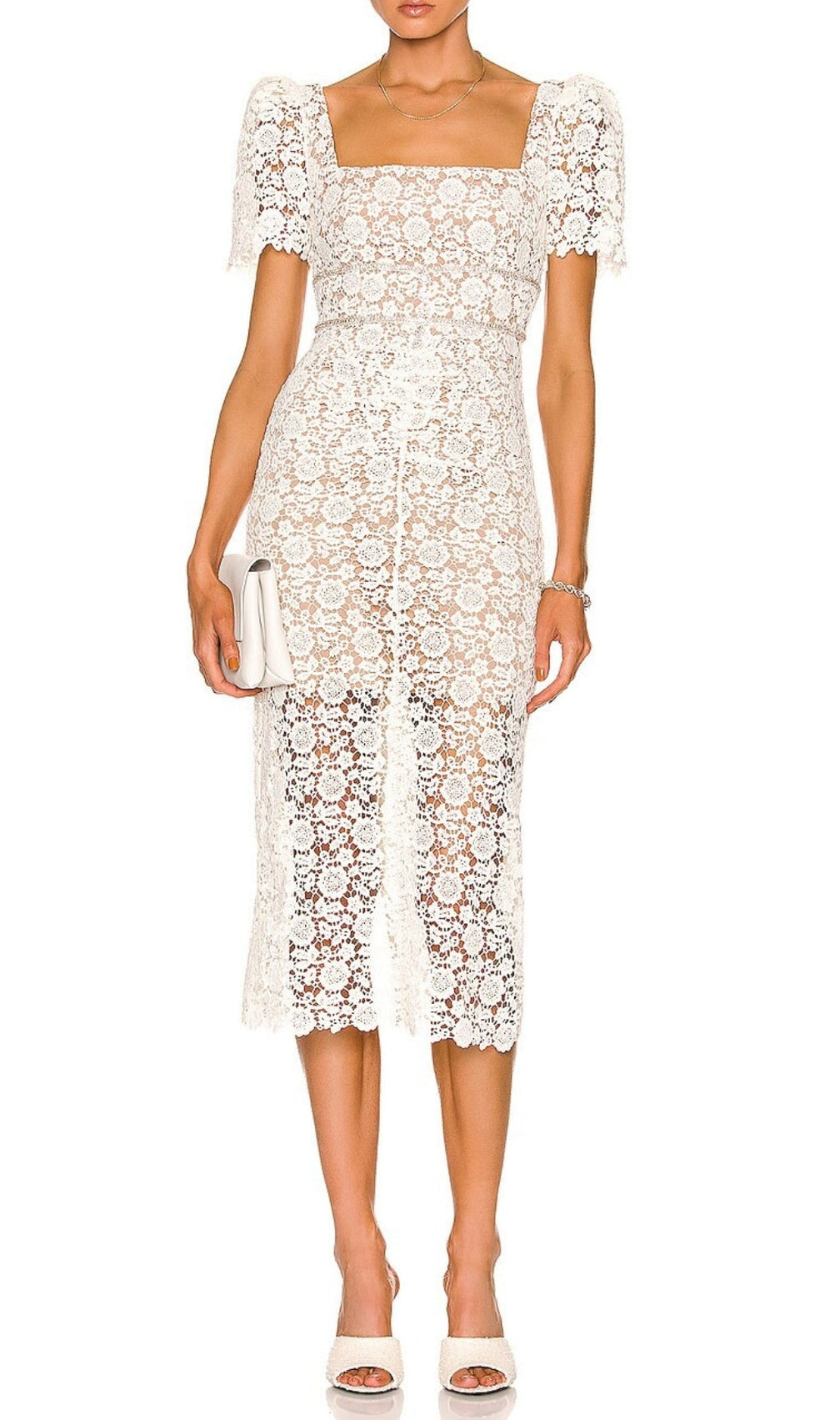 Anneau Ivory Floral Guipure Midi Dress