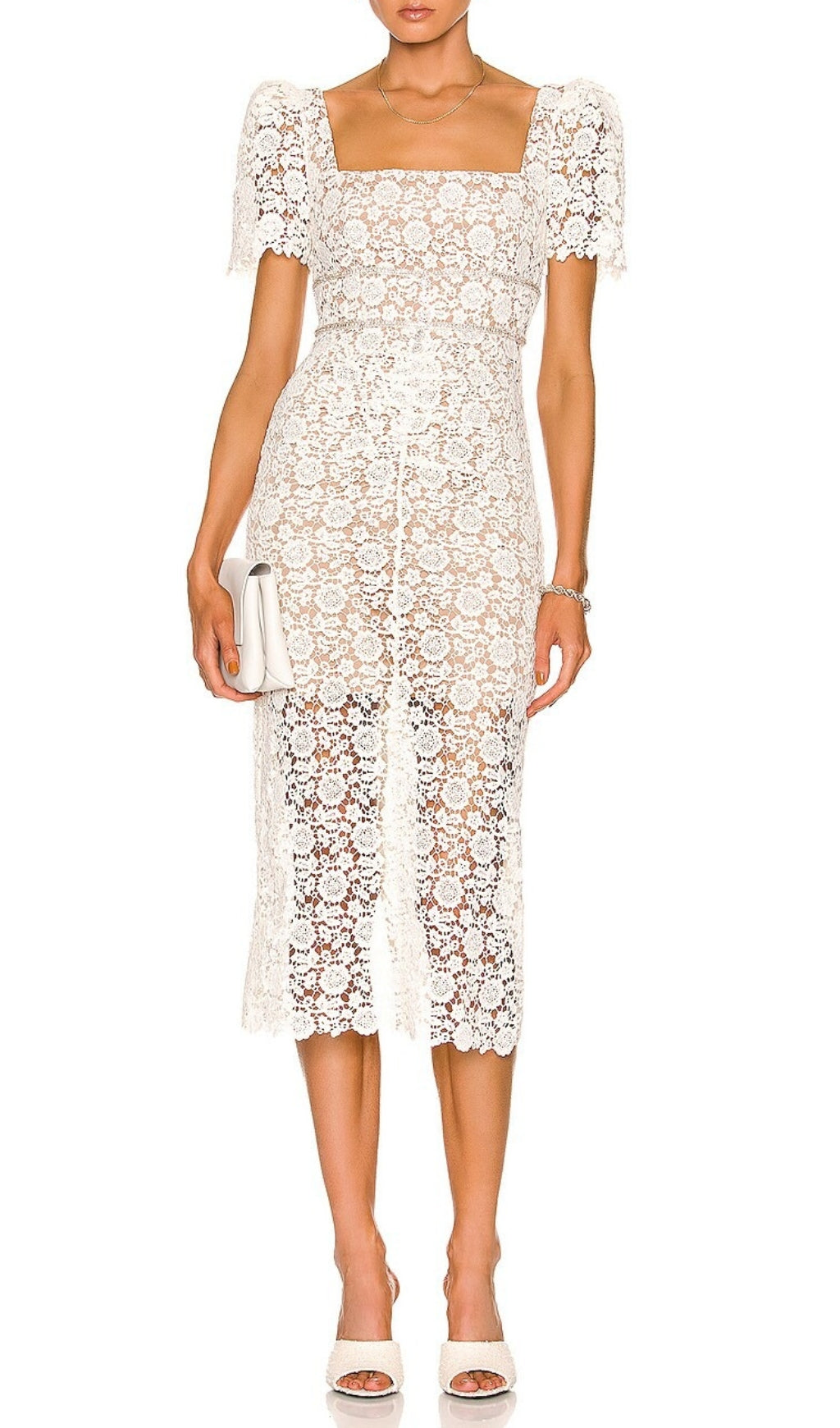 Anneau Ivory Floral Guipure Midi Dress