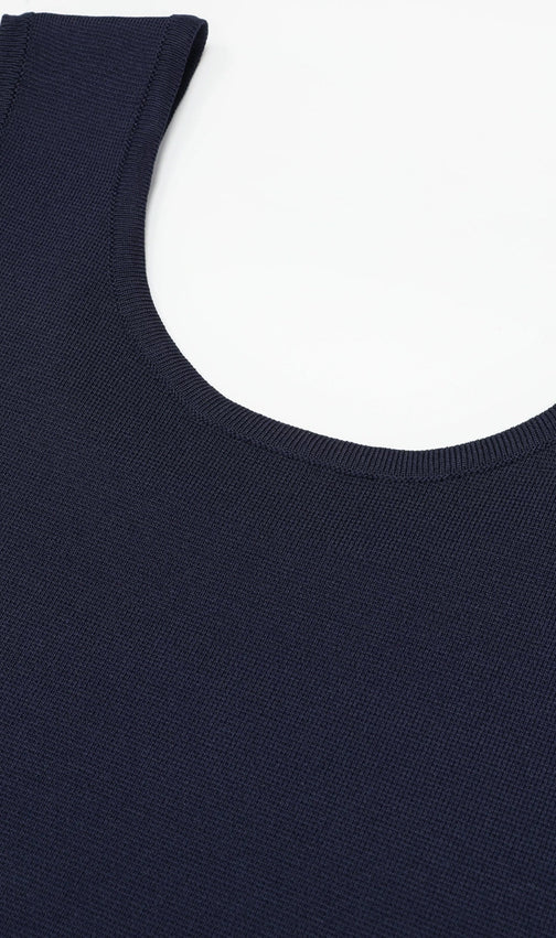Kilikina Navy Blue Sleeveless Diamante Knit Midi Dress