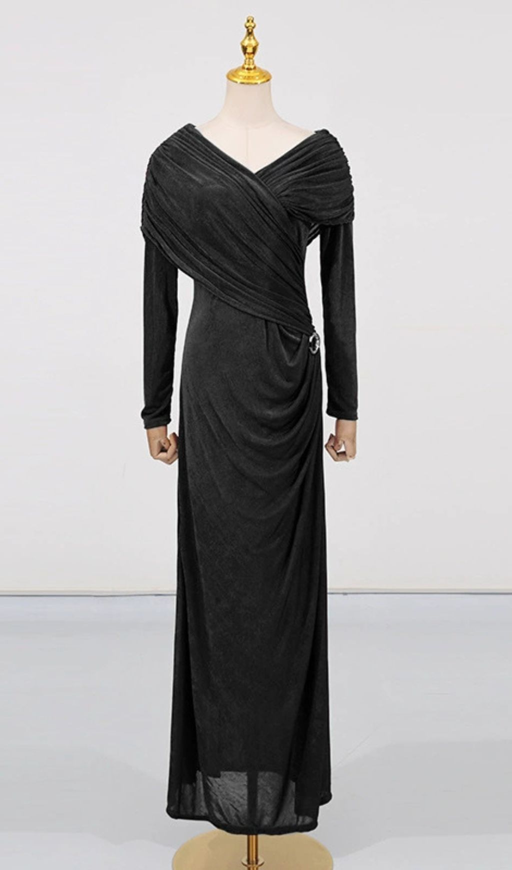 Goldy Ruched Long Sleeve Maxi Dress
