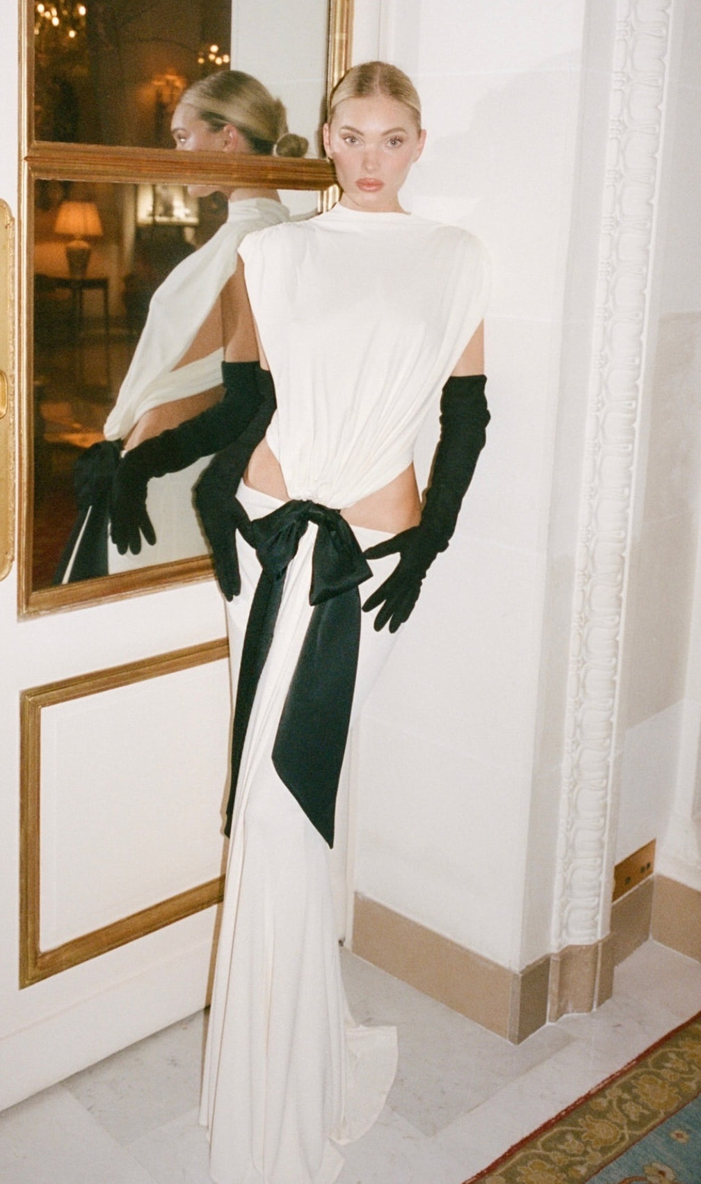 Elisae White Bow Cutout Maxi Dress