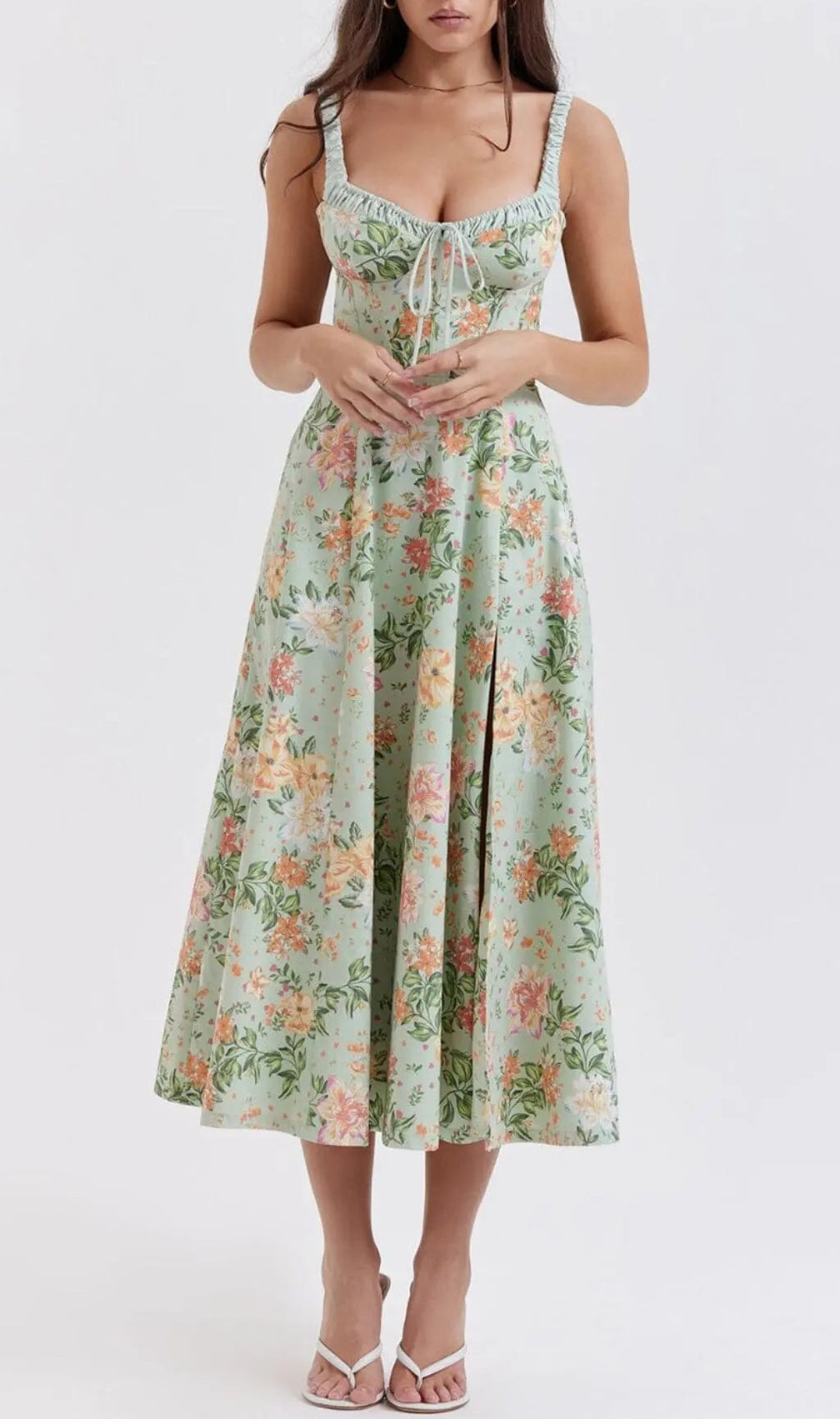 Light Jade Print Bustier Sundress