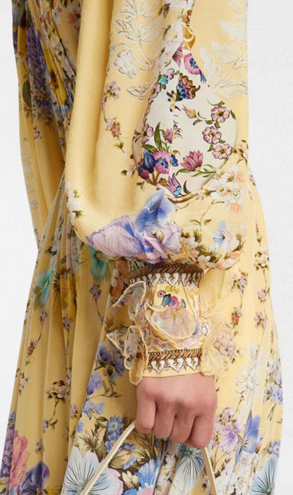 Kayli Vibrant Yellow Floral Maxi Dress - Elegant V-Neck & Flowy Sleeves
