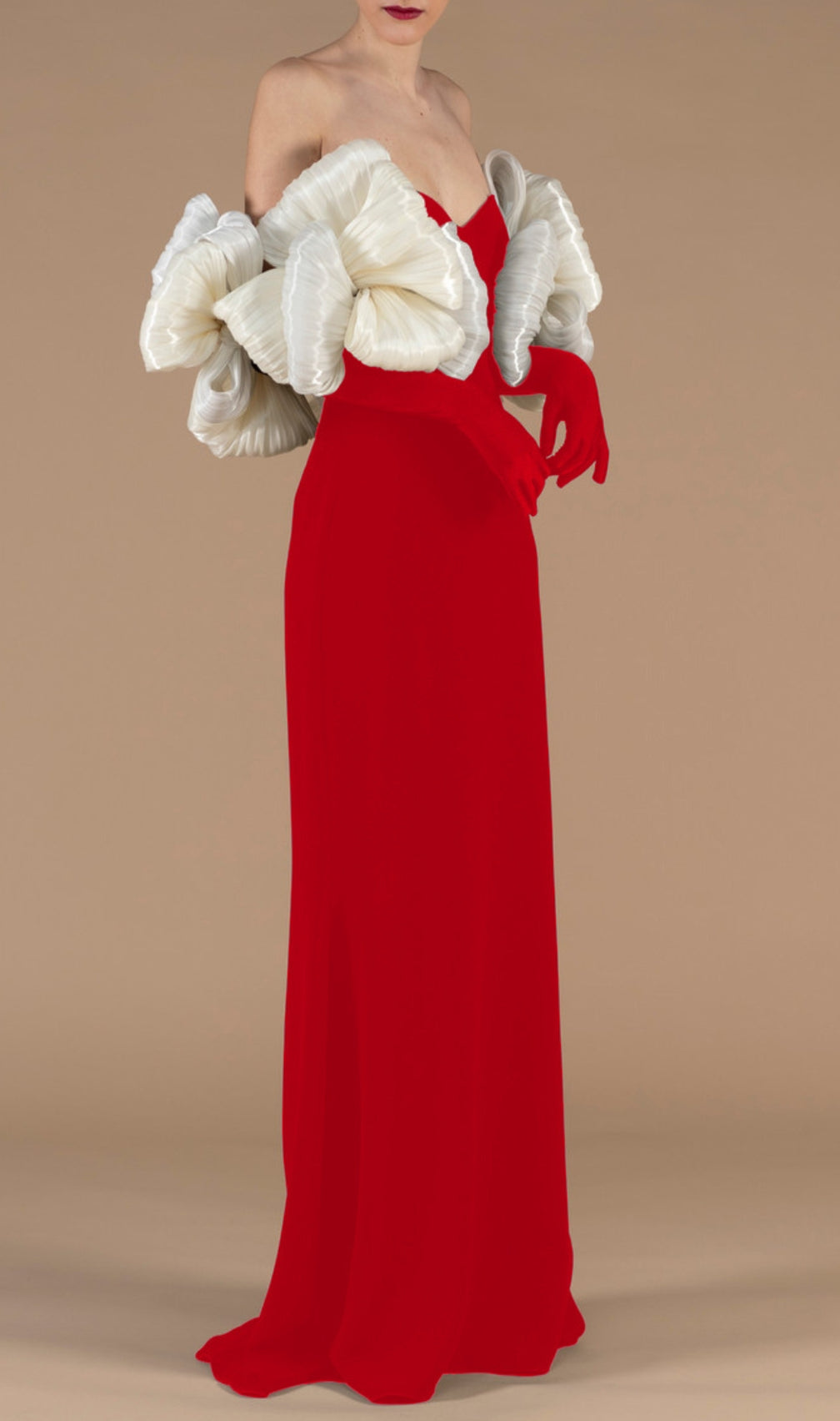 Cezary Red Off-Shoulder Maxi Bandage Dress