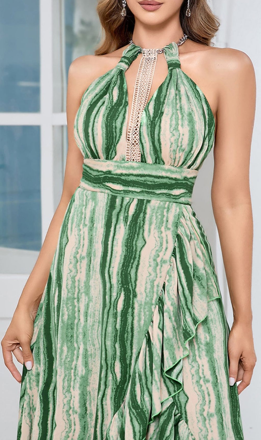 Estacia Green Printed Maxi Dress