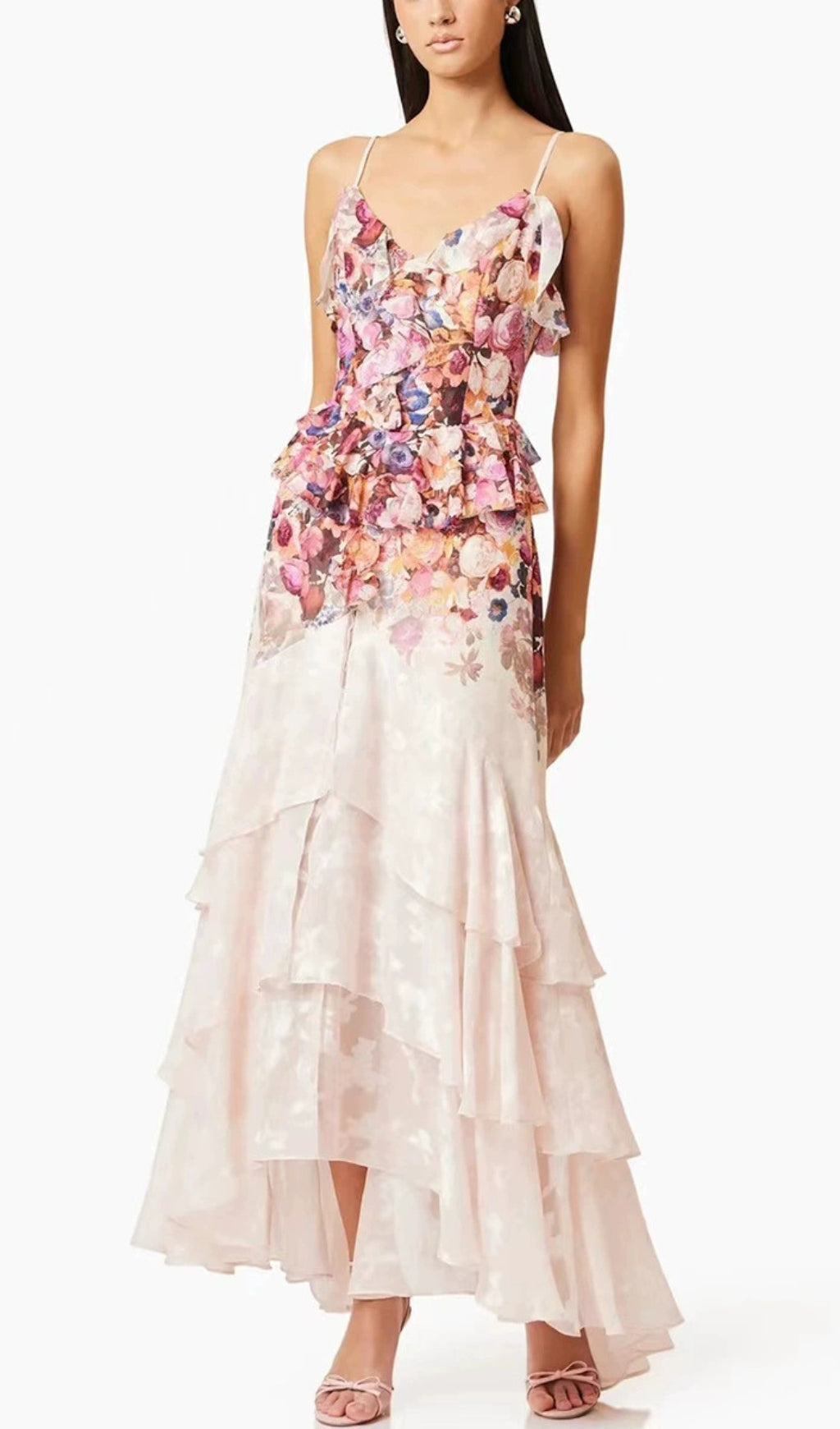 Erling Floral Printed Ruffle Maxi Dress