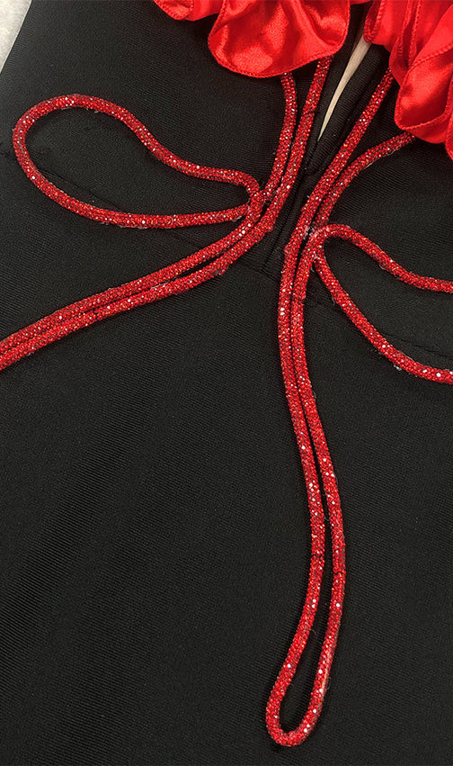 Anevay Black Flower Bandage Maxi Dress