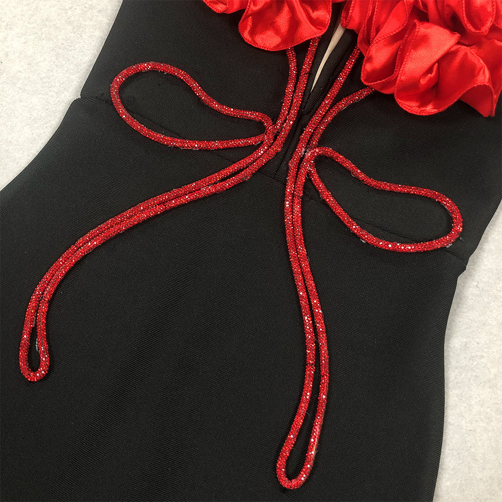 Anevay Black Flower Bandage Maxi Dress