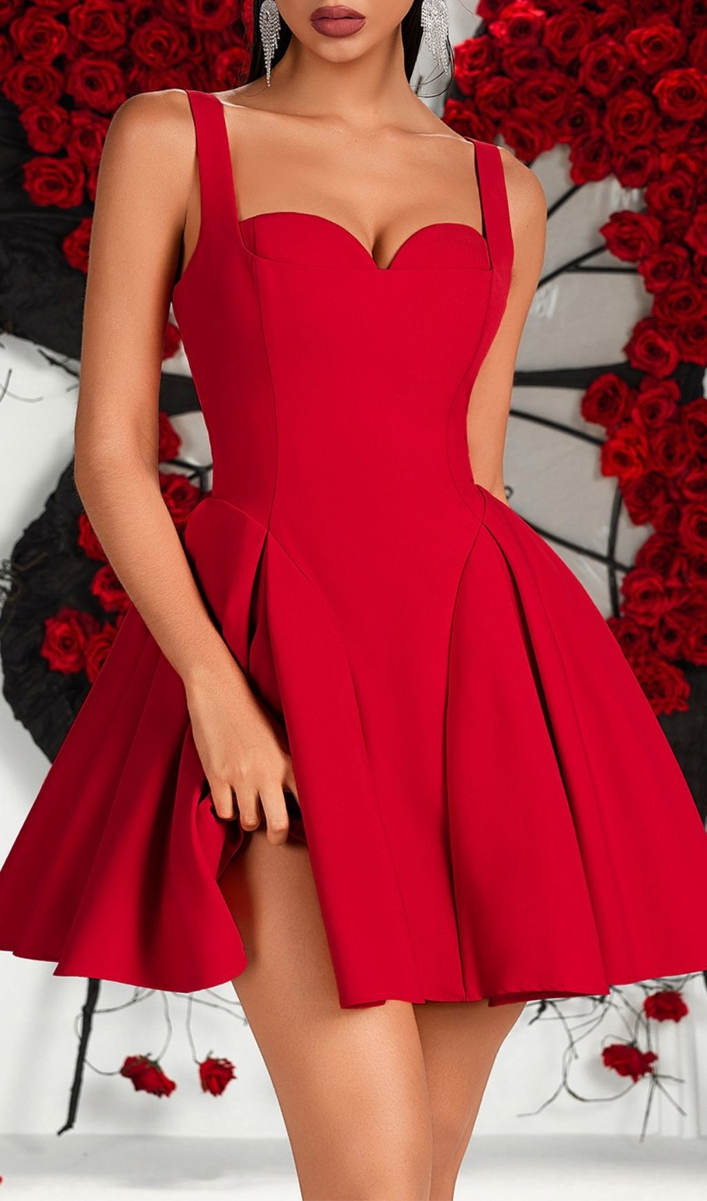 Ignite The Night Red Sweetheart Strappy Mini Dress