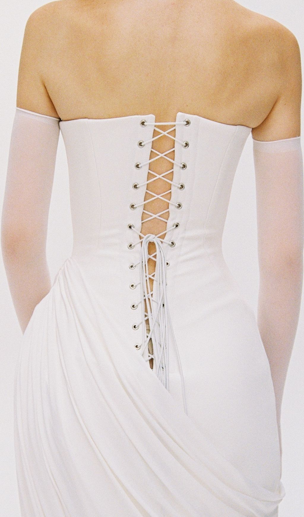 Julianne White Strapless Maxi Dress | Elegant Draped Goddess Gown