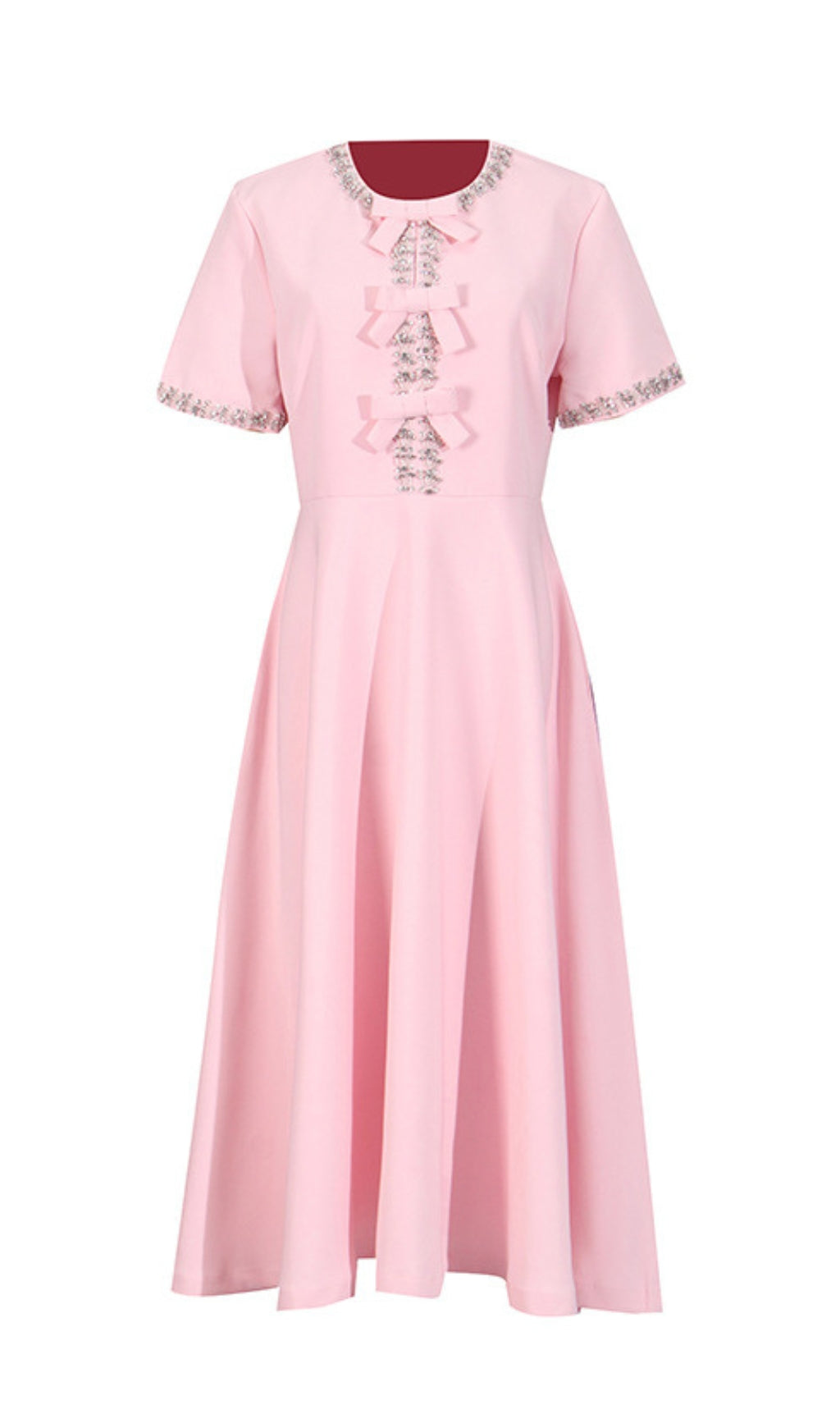 Cenedra Pink Bow Diamond Midi Dress