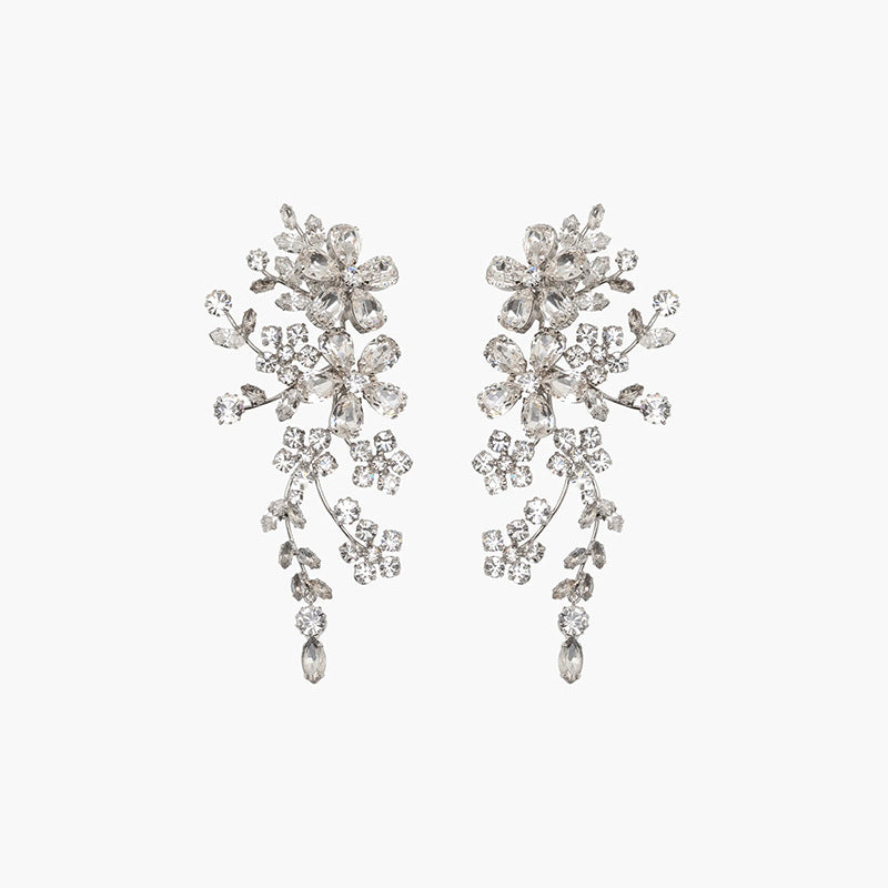 Kaisley Dazzling Crystal Floral Statement Earrings | Bridal & Special Occasion