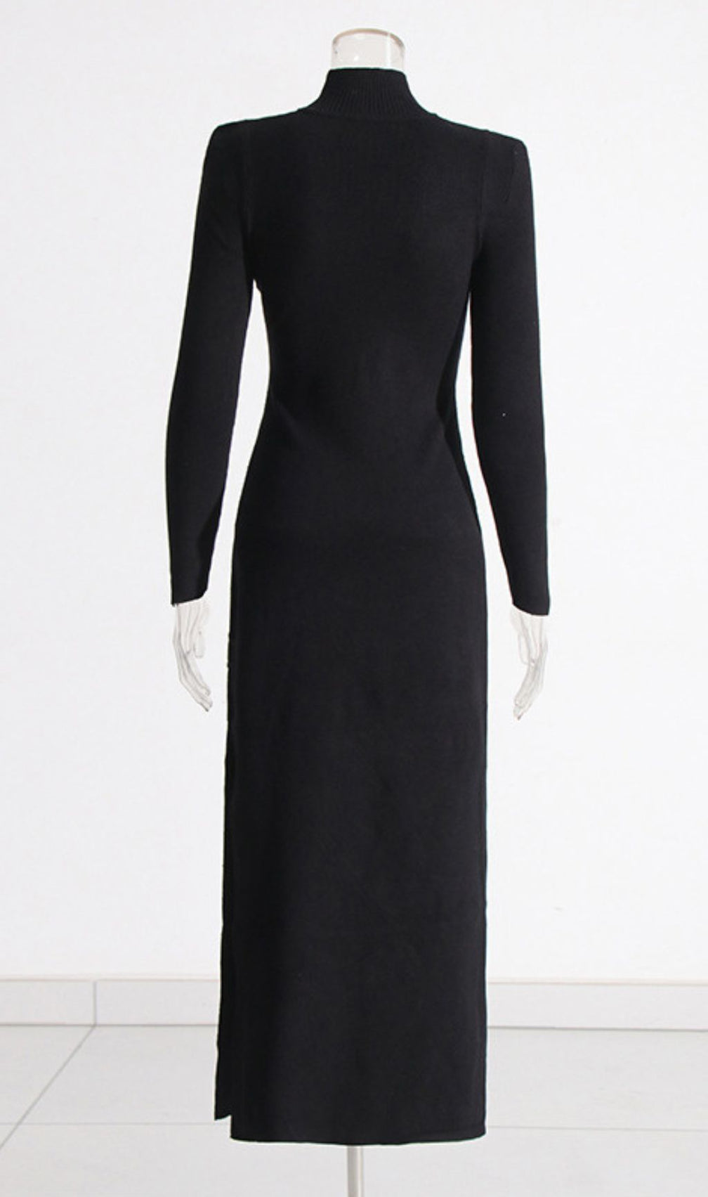 Isai Black Statement Buckle Maxi Dress - Long Sleeve Evening Gown
