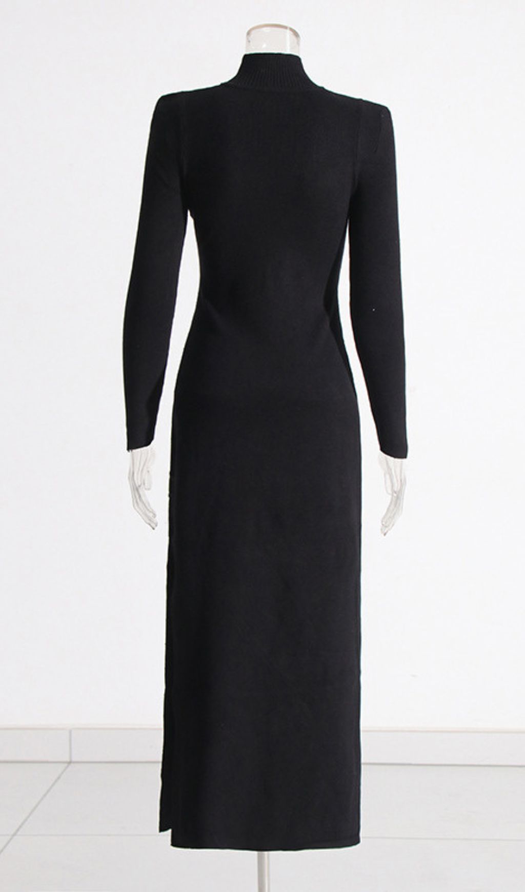 Isai Black Statement Buckle Maxi Dress - Long Sleeve Evening Gown