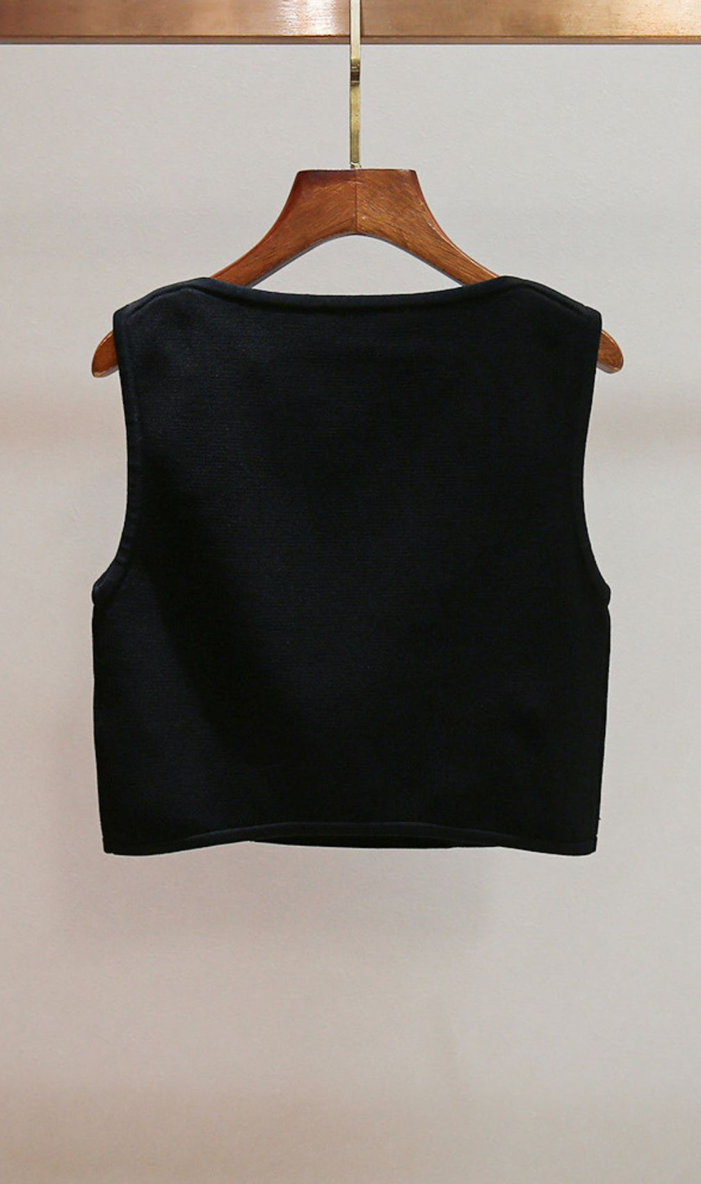 Chic Black Double-Breasted Crop Top with Gold Buttons