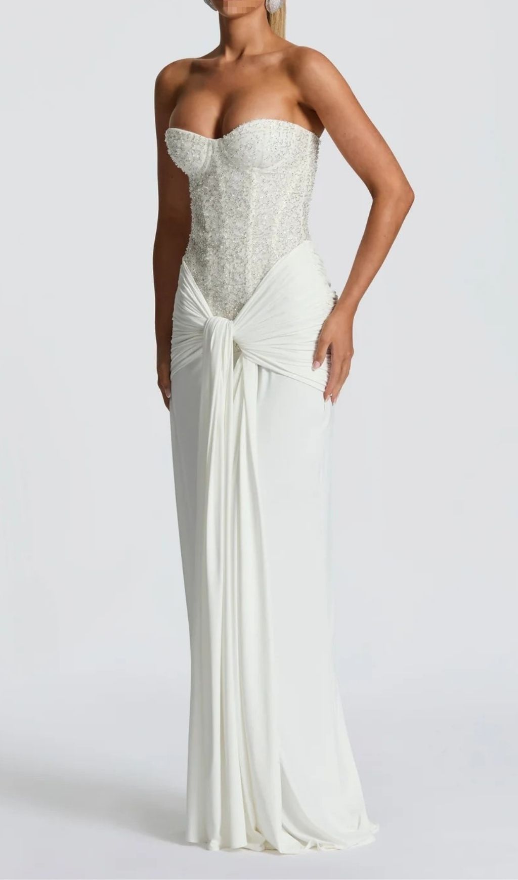 Kairi White Strapless Sequin Corset Maxi Gown | Dazzling Gala & Wedding Dress