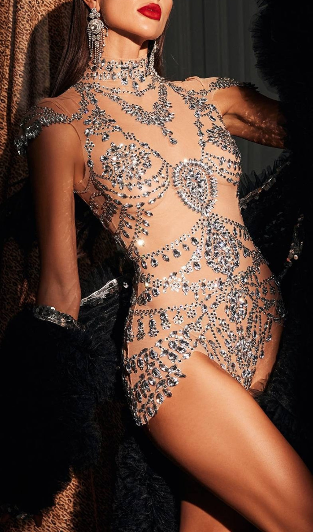 Azalee High Neck Rhinestone Bodysuit