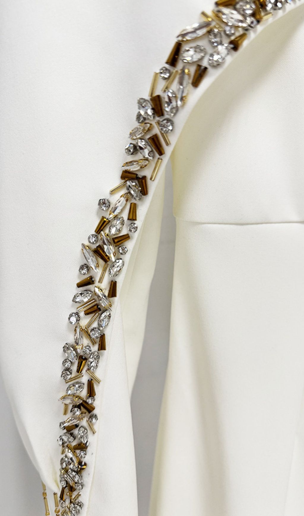 Fuyuko White Diamante Long Sleeve Maxi Dress