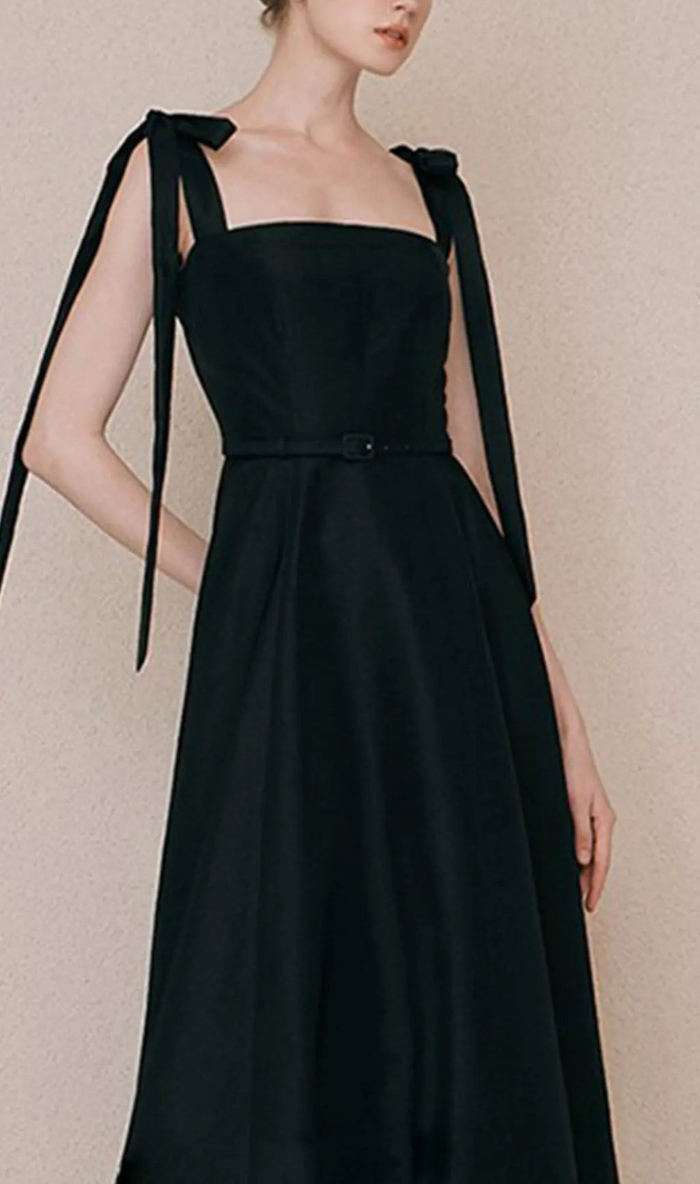 Tie Suspender Dress In Black