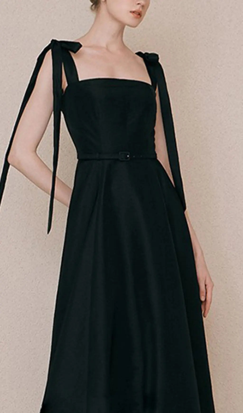Tie Suspender Dress In Black