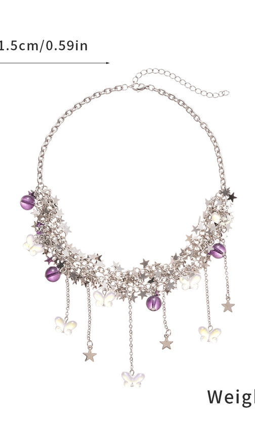 Jory Celestial Star & Butterfly Layered Choker Necklace for Women