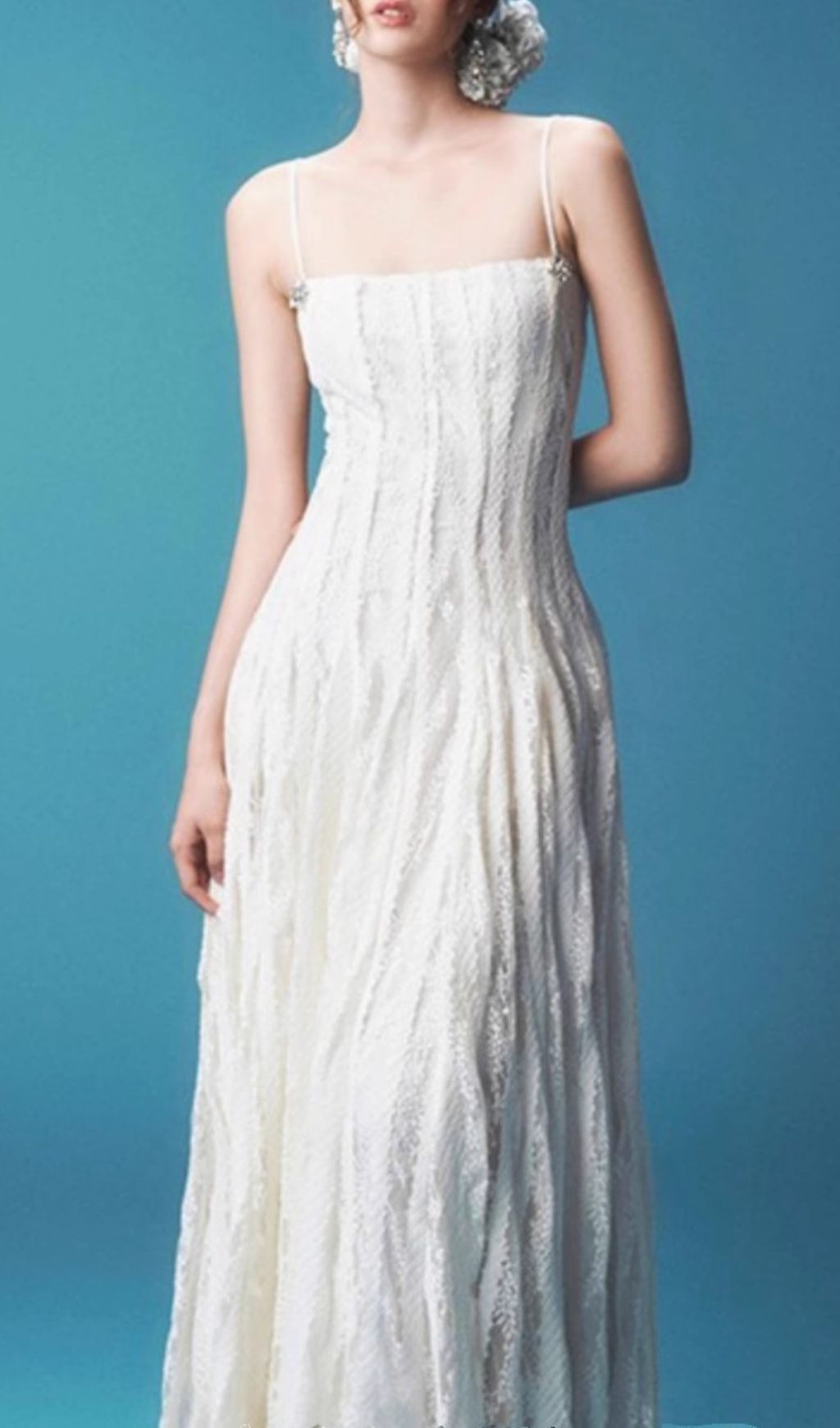 Jnyah Ethereal Lace Maxi Dress - Romantic Bohemian Strappy Gown