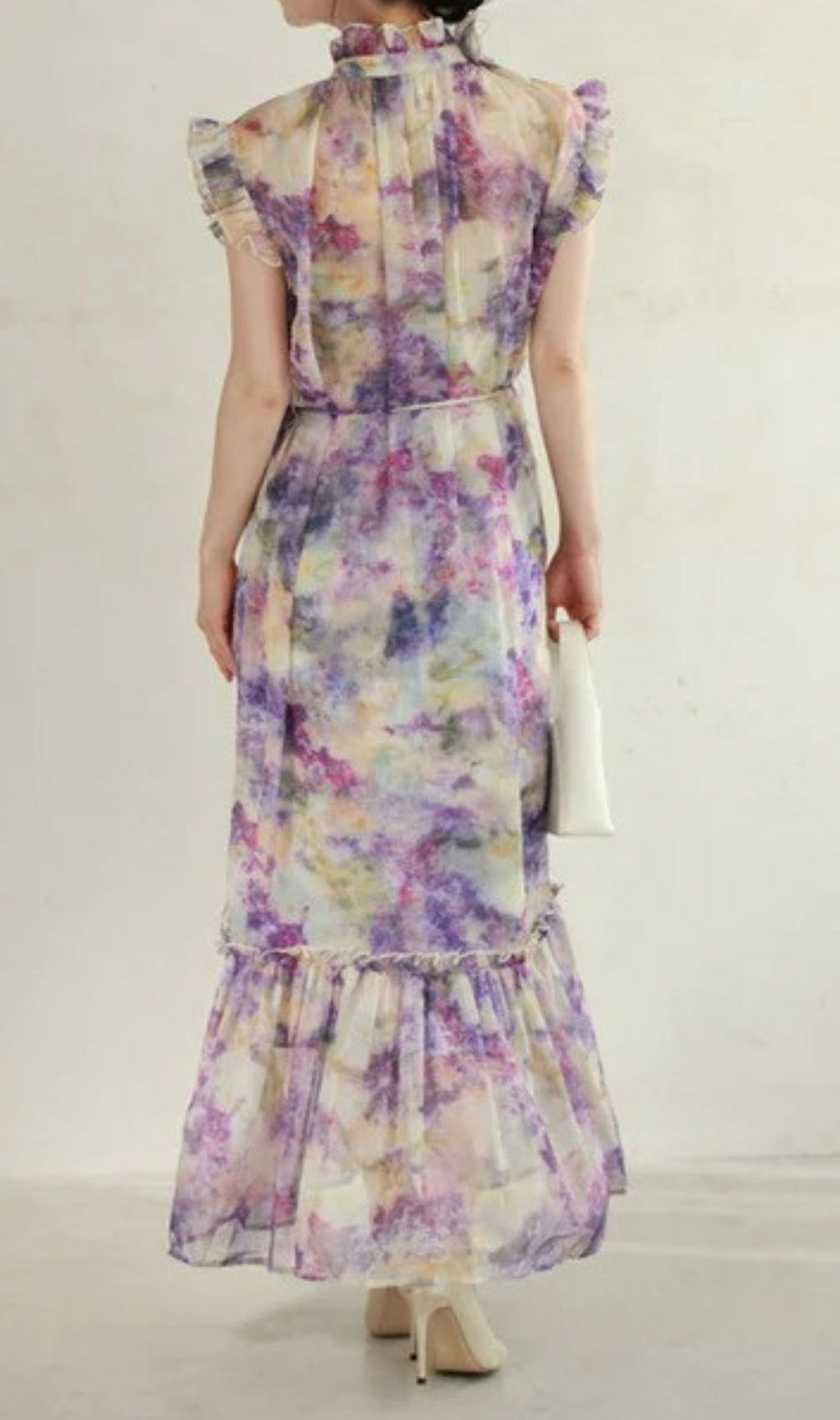 Kamila Artistic Purple Print Flowy Midi Dress
