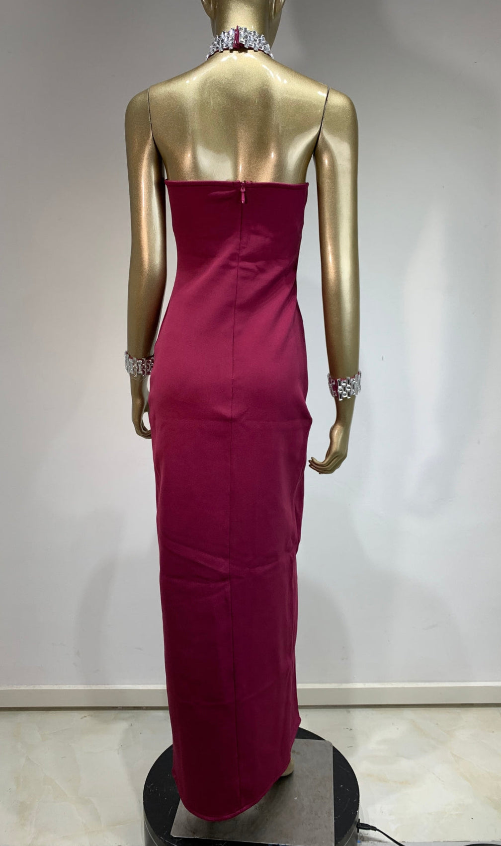 Bubba Bandage Maxi Dress With Diamond Choker And Bracelet