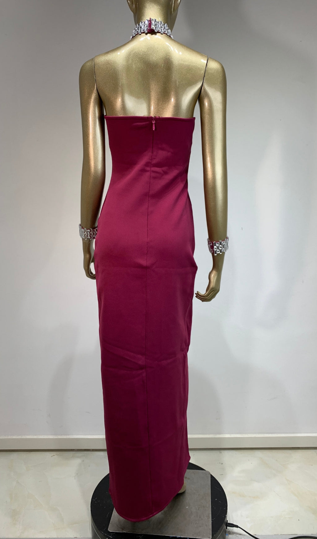 Bubba Bandage Maxi Dress With Diamond Choker And Bracelet