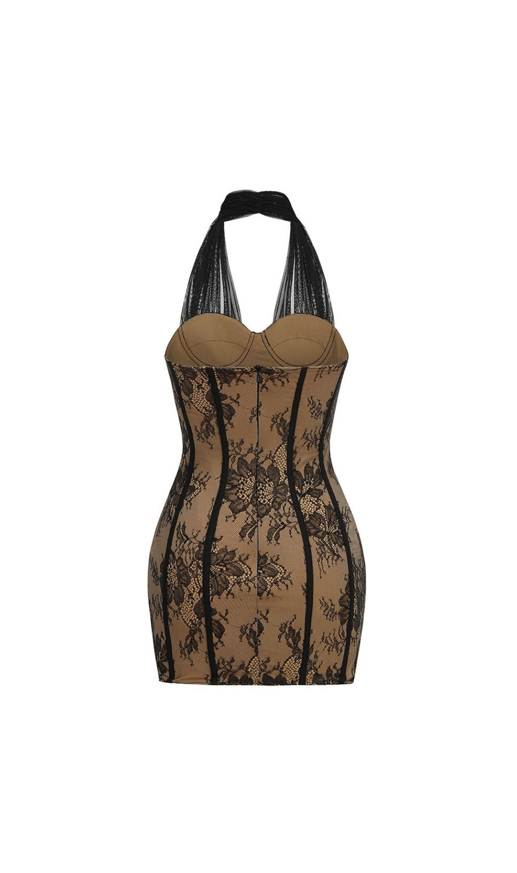 Kena Black Lace Corset Halter Mini Dress - Sculpt Your Perfect Night Out