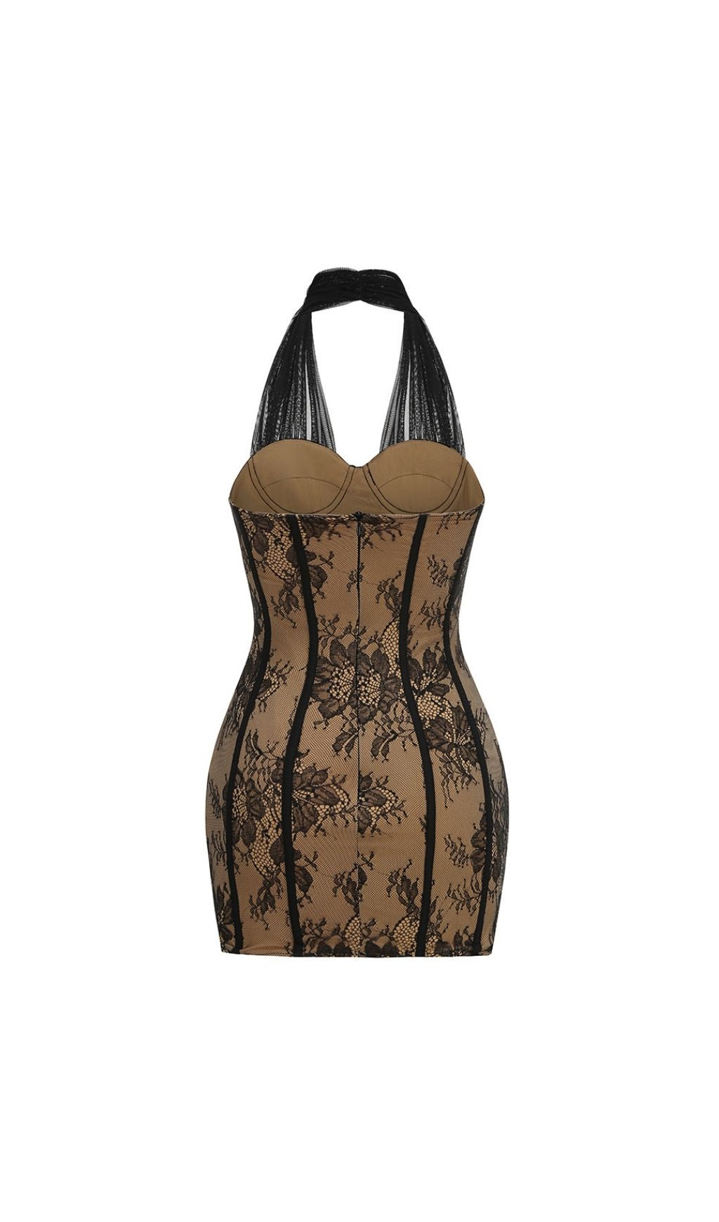 Kena Black Lace Corset Halter Mini Dress - Sculpt Your Perfect Night Out