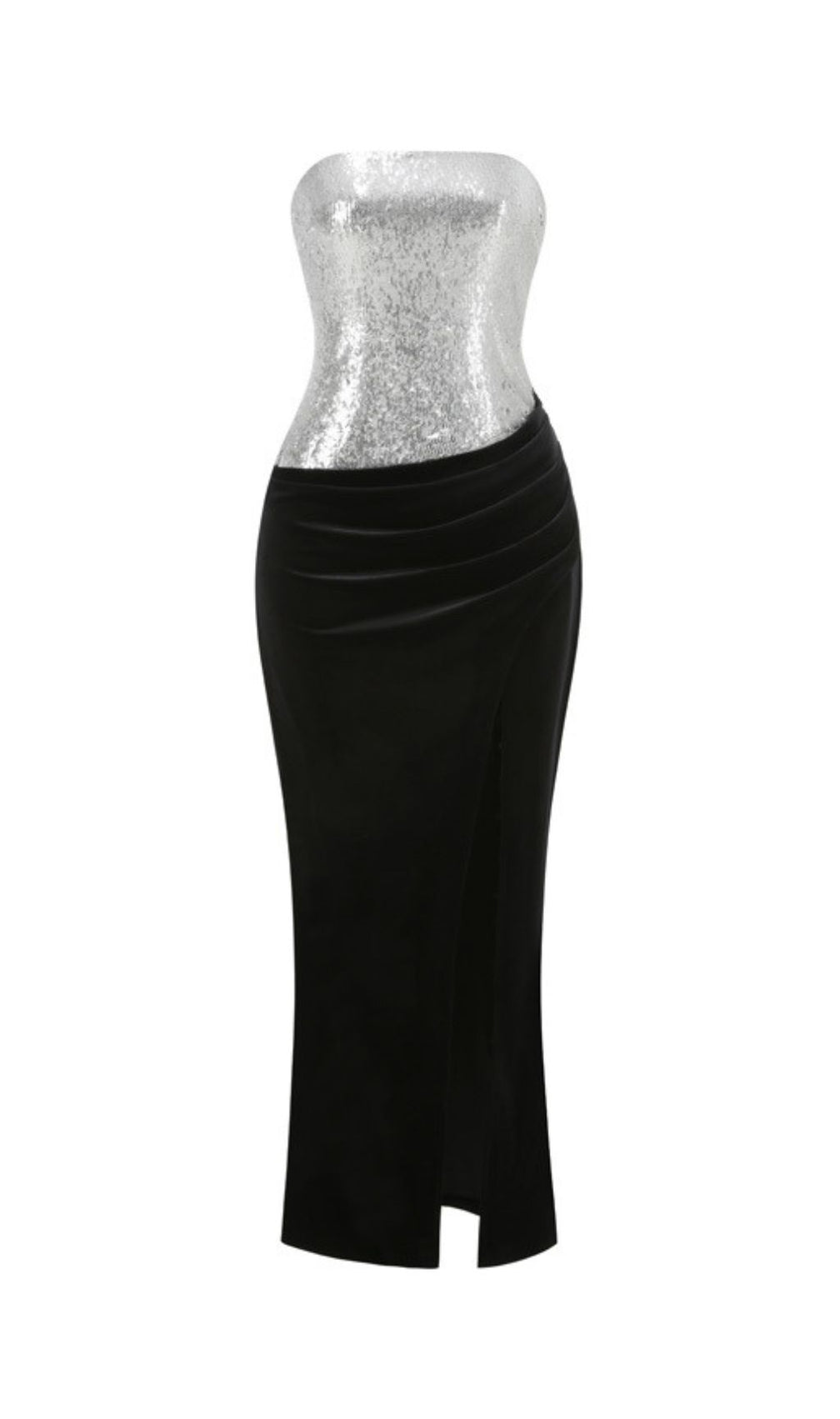 Jayda Glamour Strapless Sequin & Velvet Maxi Dress | Black Tie Gown
