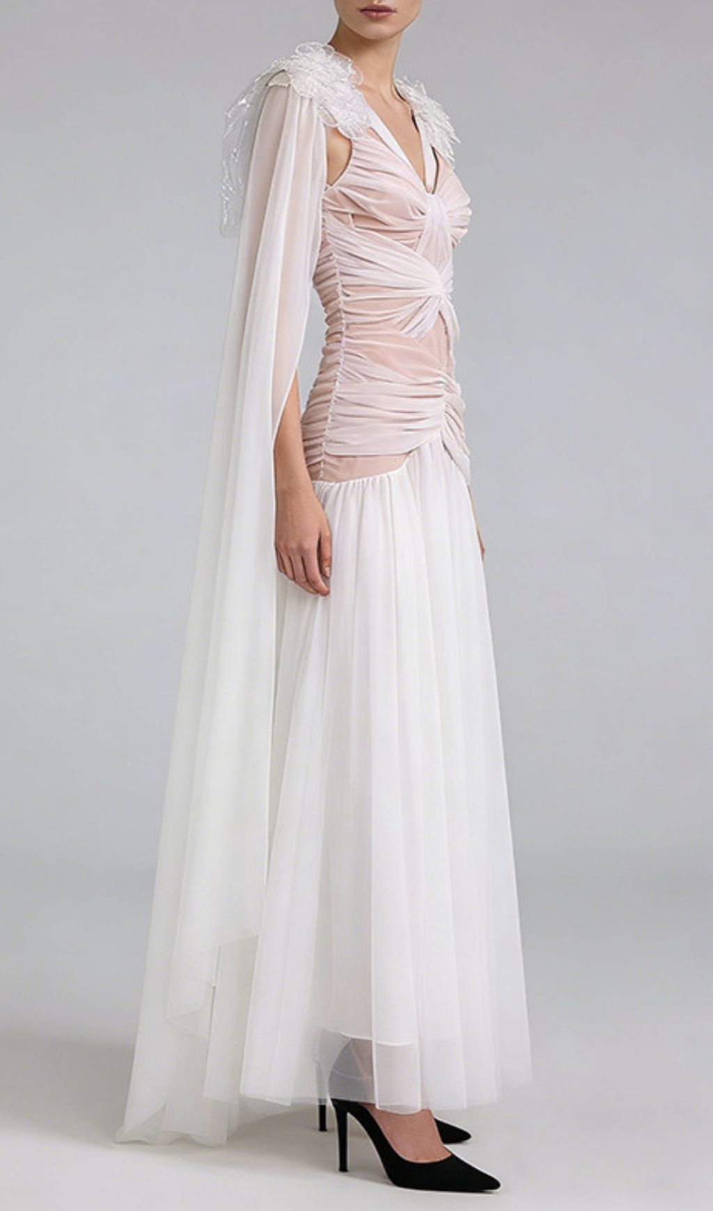 Kevlyn Ethereal White Mesh Maxi Gown - Sheer Elegance & Angelic Charm