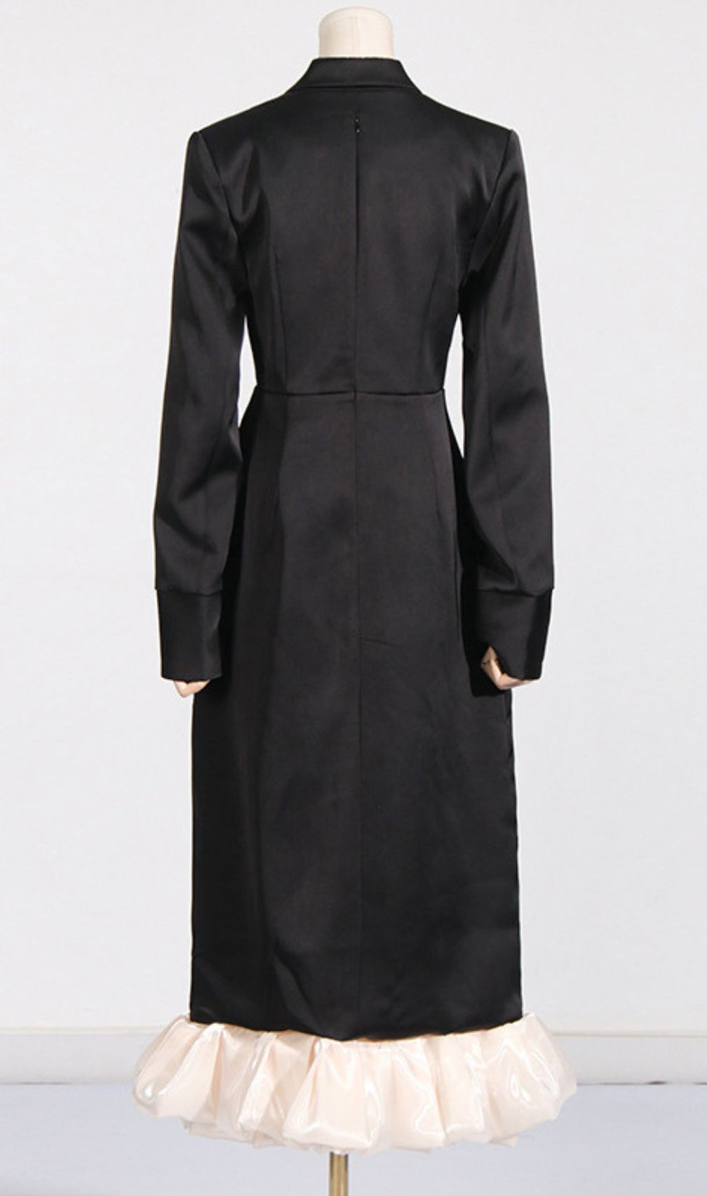 Jetta Black Sparkle & Ruffle Midi Dress - Elegant Long Sleeve Design