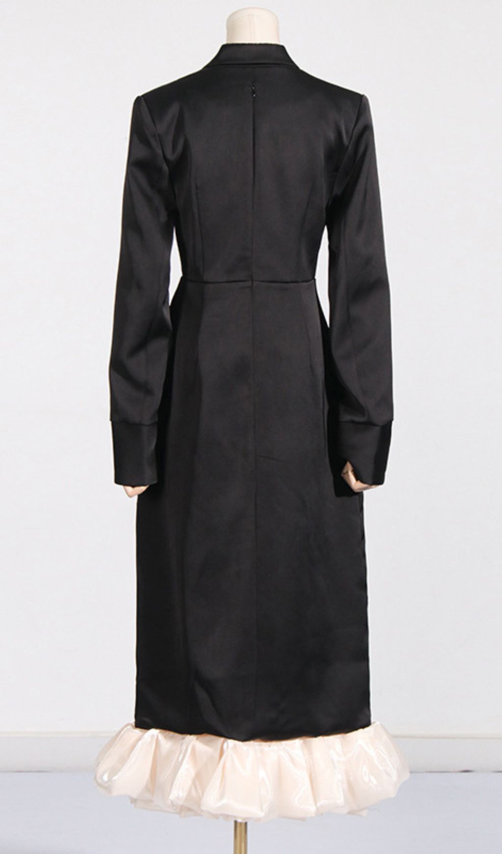 Jetta Black Sparkle & Ruffle Midi Dress - Elegant Long Sleeve Design